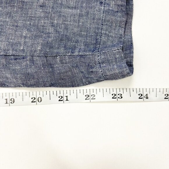 St. Tropez West Jumpsuit Women's 12 Blue Chambray 100% Linen Wide Leg Belted - Picture 11 of 16